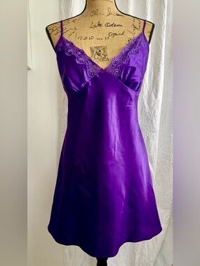 Secret Treasures Vibrant Purple 
Satin Slip Dress Y2K Lingerie
Aesthetic Size XL